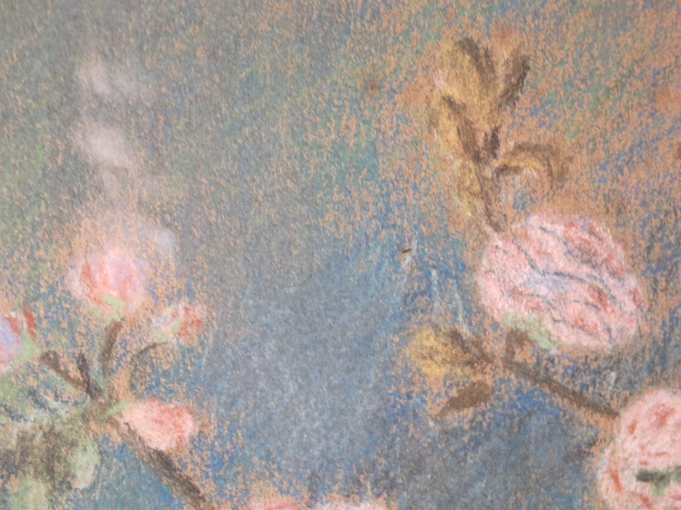 Painting drawing pastel country composition vase bouquet of spring flowers