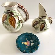 Marseille ceramic lot "alamar" pitcher jug pourer + ashtray pocket emptyer