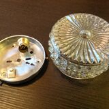 Round ceiling lamp in structured glass / vintage 60s-70s