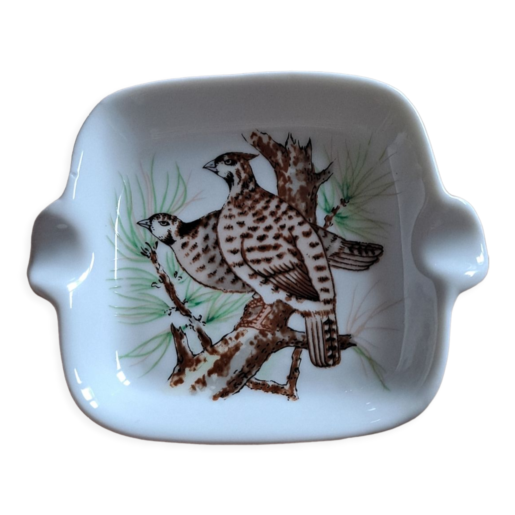 Porcelain ashtray cup with birds