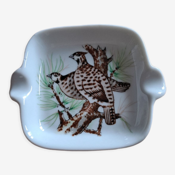 Coupelle cendrier porcelaine aux oiseaux