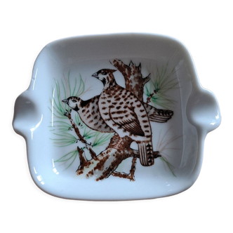 Coupelle cendrier porcelaine aux oiseaux