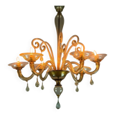 Venetian chandelier in gilded Murano glass, circa 1940