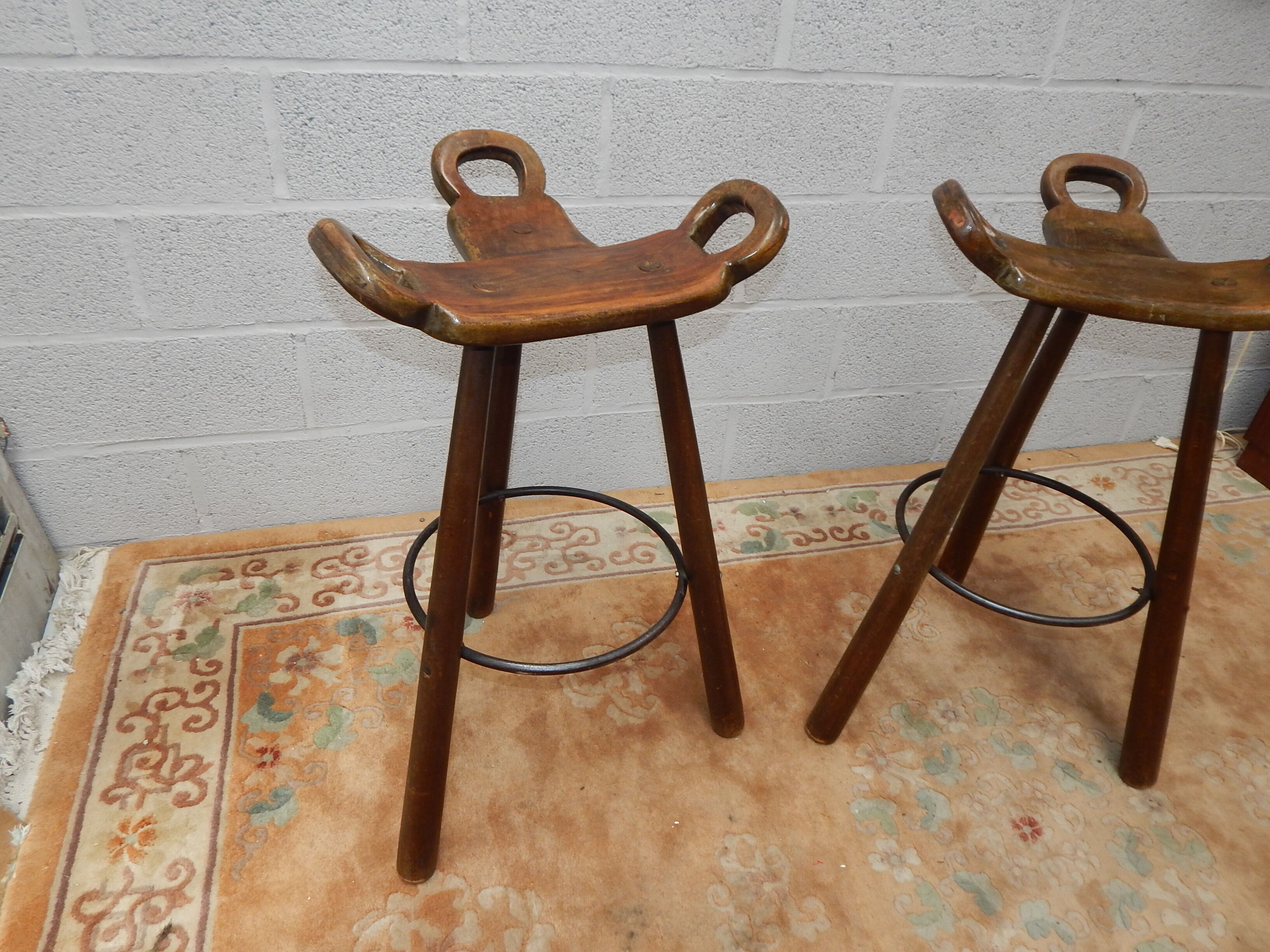 Pair tripod bar stool vintage scandinavian design