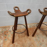 Pair tripod bar stool vintage scandinavian design