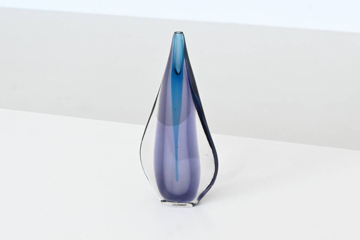Flavio Poli Sommerso "Teardrop" vase Murano glass Seguso Italy 1960