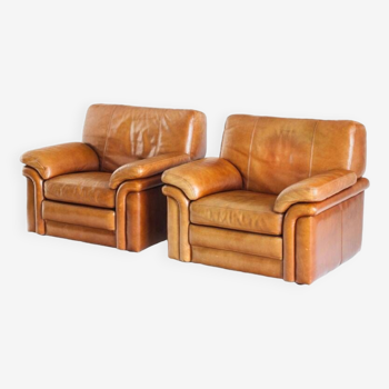 Paire de fauteuils vintage en cuir. France, 80s.