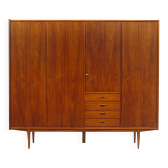 Vintage mid century Scandinavian design 4-door wardrobe in teak, 1960s