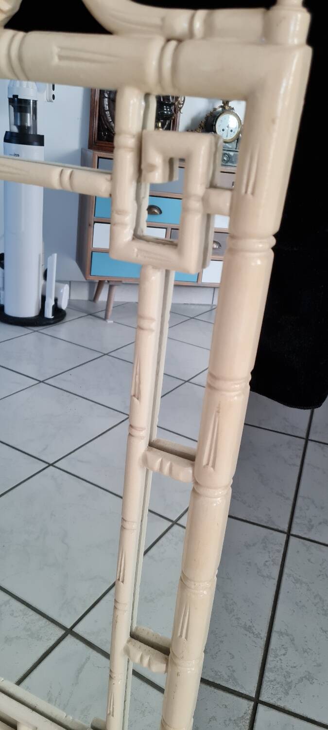 Vintage white faux bamboo mirror
