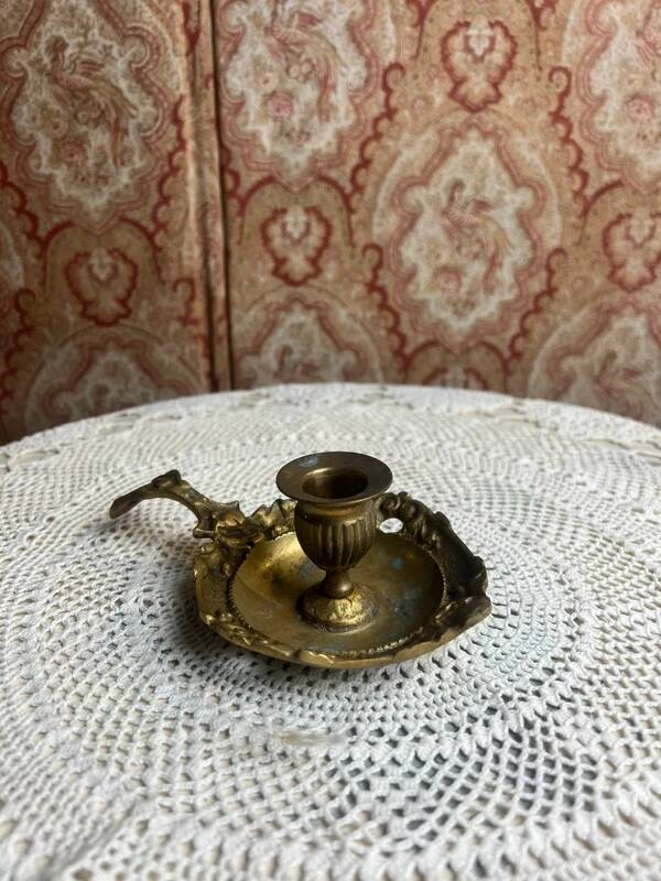 Antique gilt bronze hand candlestick
