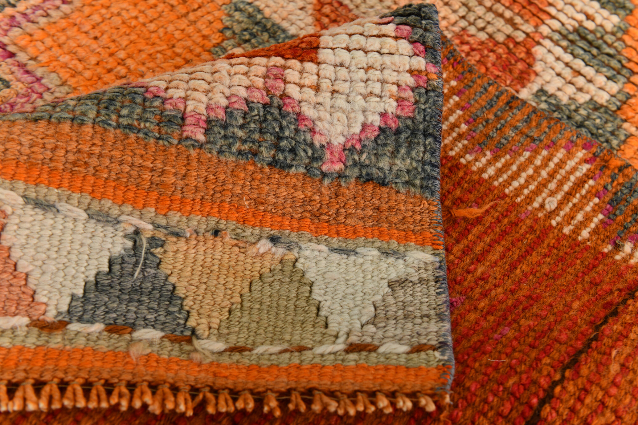3x11 Peach Orange Handmade Wool Runner Rug, 95x337Cm