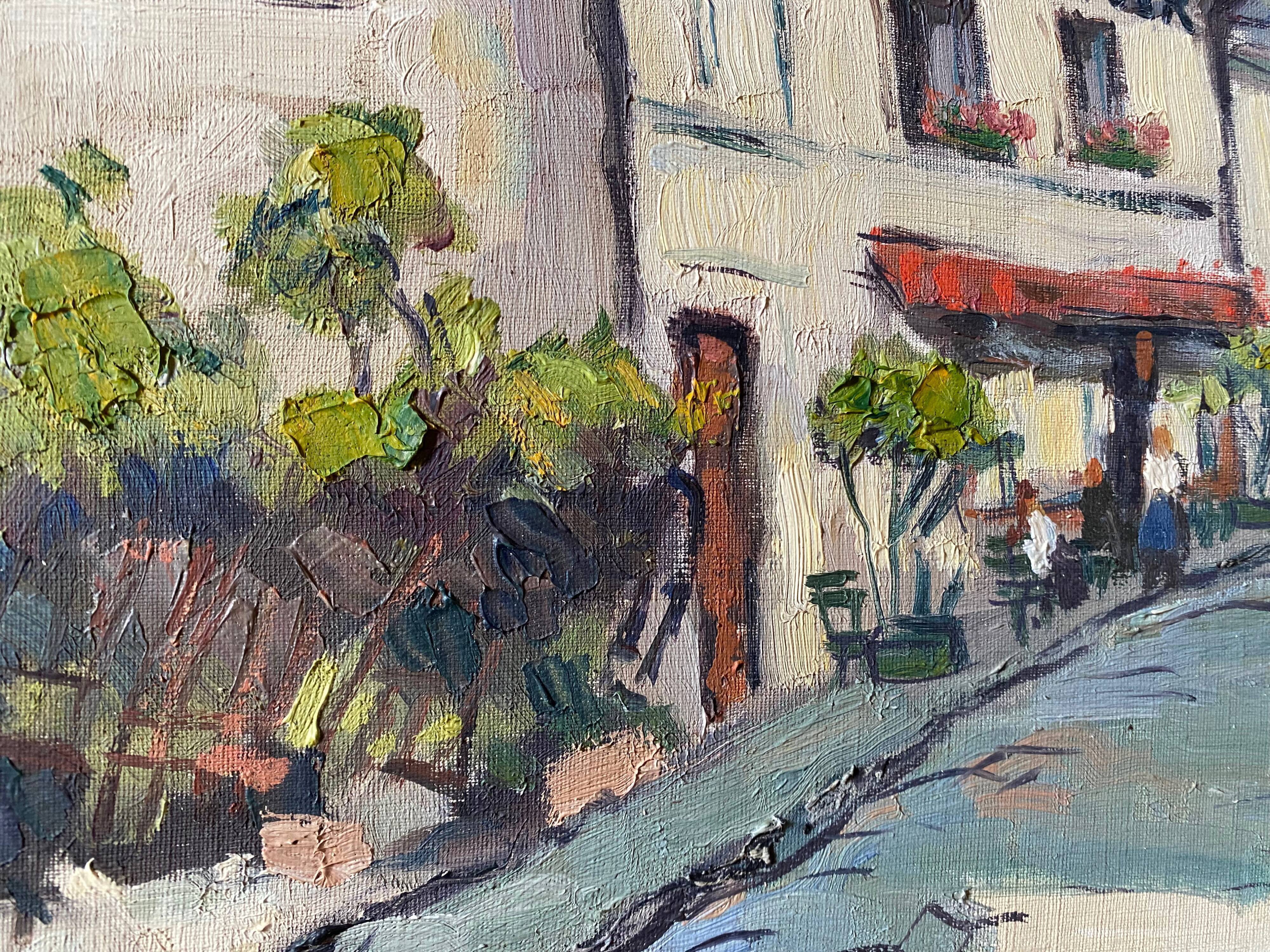 Table HST L'Abreuvoir café de Montmartre Paris 1950 signed C. Fontagne