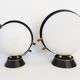 Pair of lamps Maison Arlus Steel Brass Glass 1950