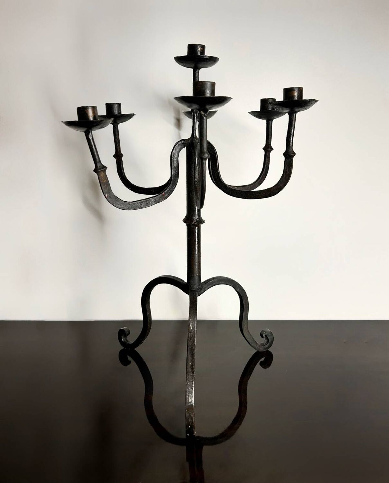 Brutalist wrought iron candlestick from the 60s