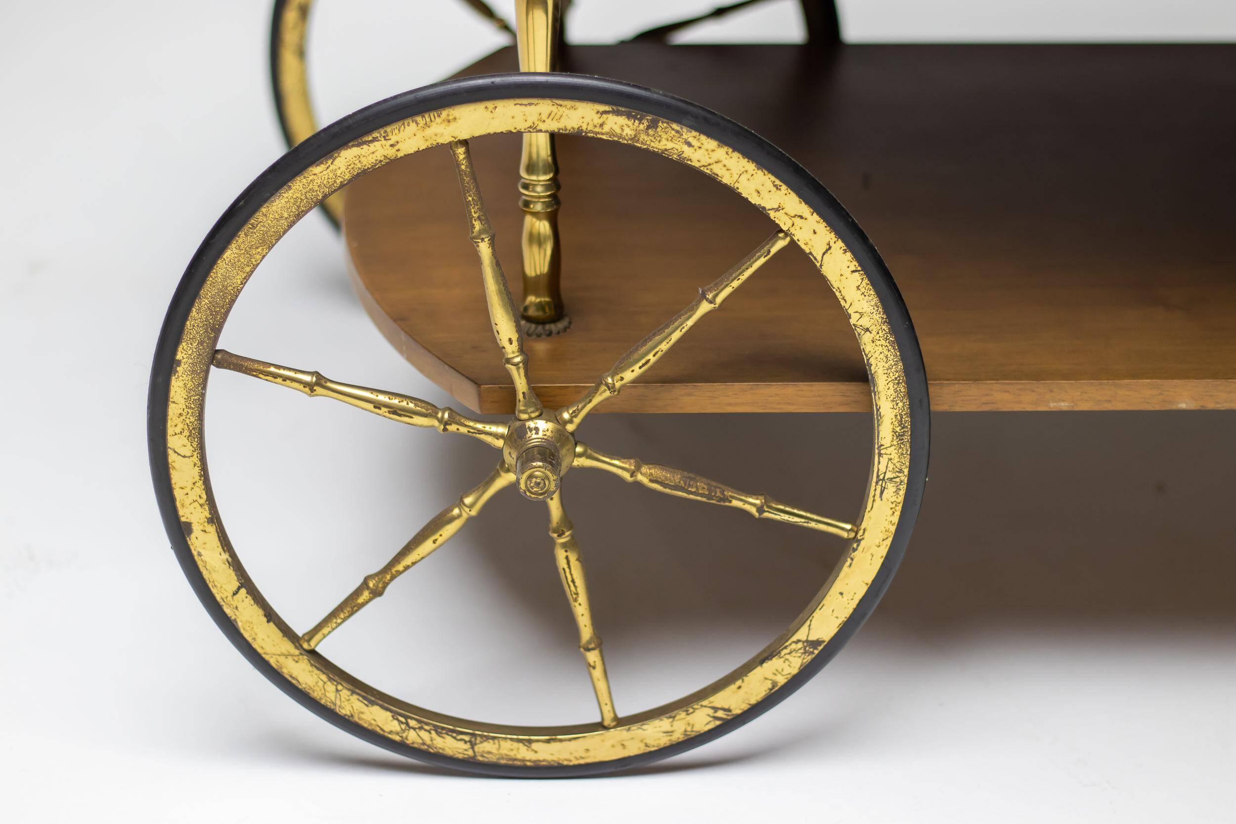 Brass and walnut bar cart by Cesare Lacca