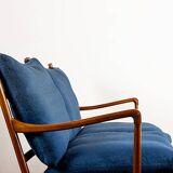 Danish 2-seater sofa in mahogany and cane by Ole Wanscher, 1960.