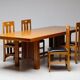 Table Frank Lloyd Wright ‘608 Taliesin’ + four Mackintosh chairs “309 Ingram”