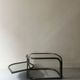 rotating coffee table drop in tubular chrome metal, glass and mirror, design 1970
