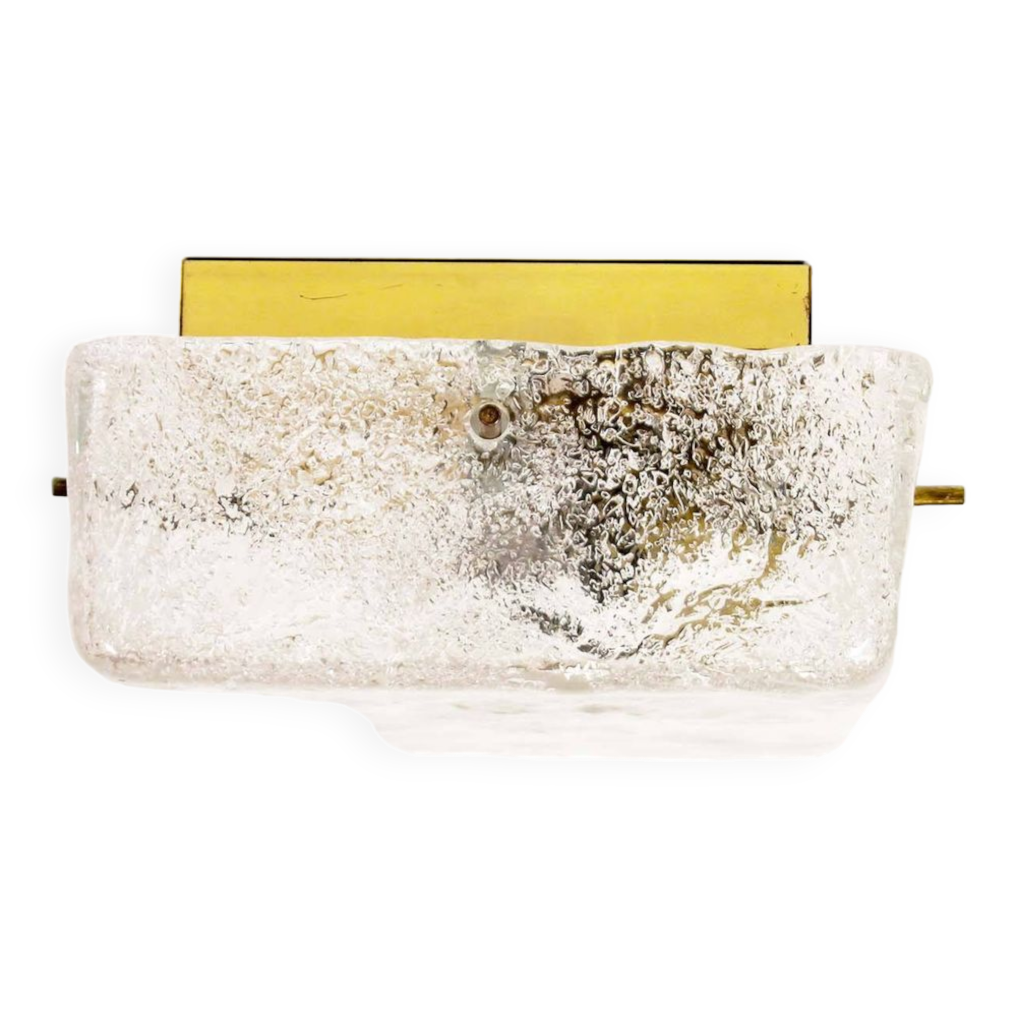 Medium sized brass and muranoglass flush mount light by Hillebrand