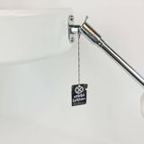 Atelje Lyktan desk lamp in chrome and vintage brown leather, mid-century, Sweden.