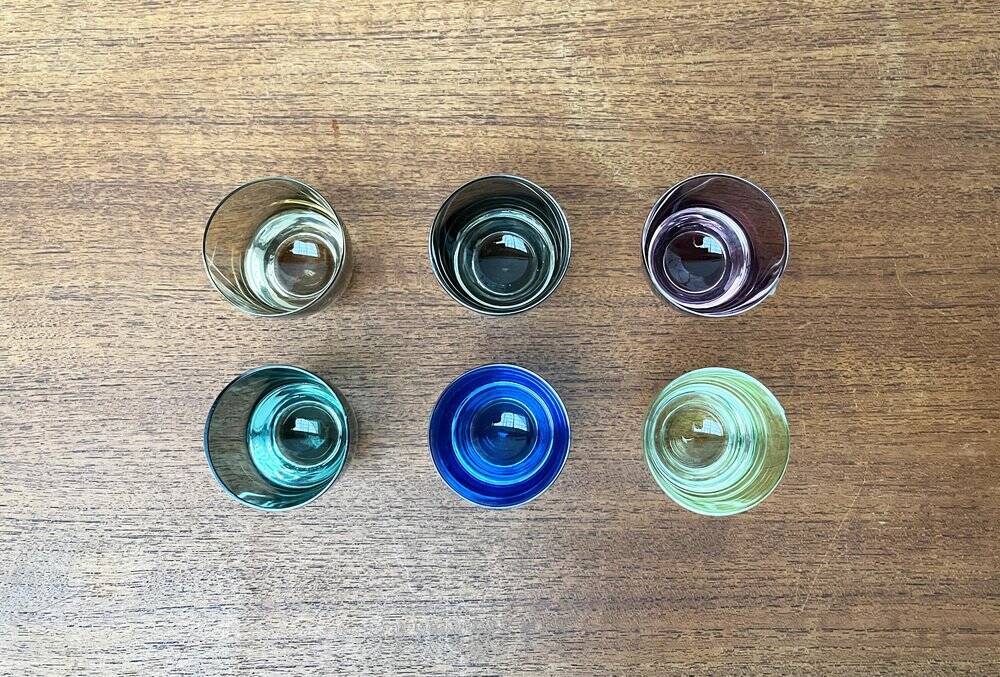Coloured Space Age shot glasses by Gral, mid-century German, 1960s, set of 5.