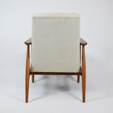Vintage original armchair "Fox" designed by H. Lis 1970s, beige fabric, fully renovated