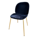 GUBI Beetle designer chair in midnight blue velvet with brass base