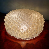 Large brass and frosted glass ceiling light, Hillebrand Lighting, 1970.