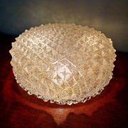 Large brass and frosted glass ceiling light, Hillebrand Lighting, 1970.