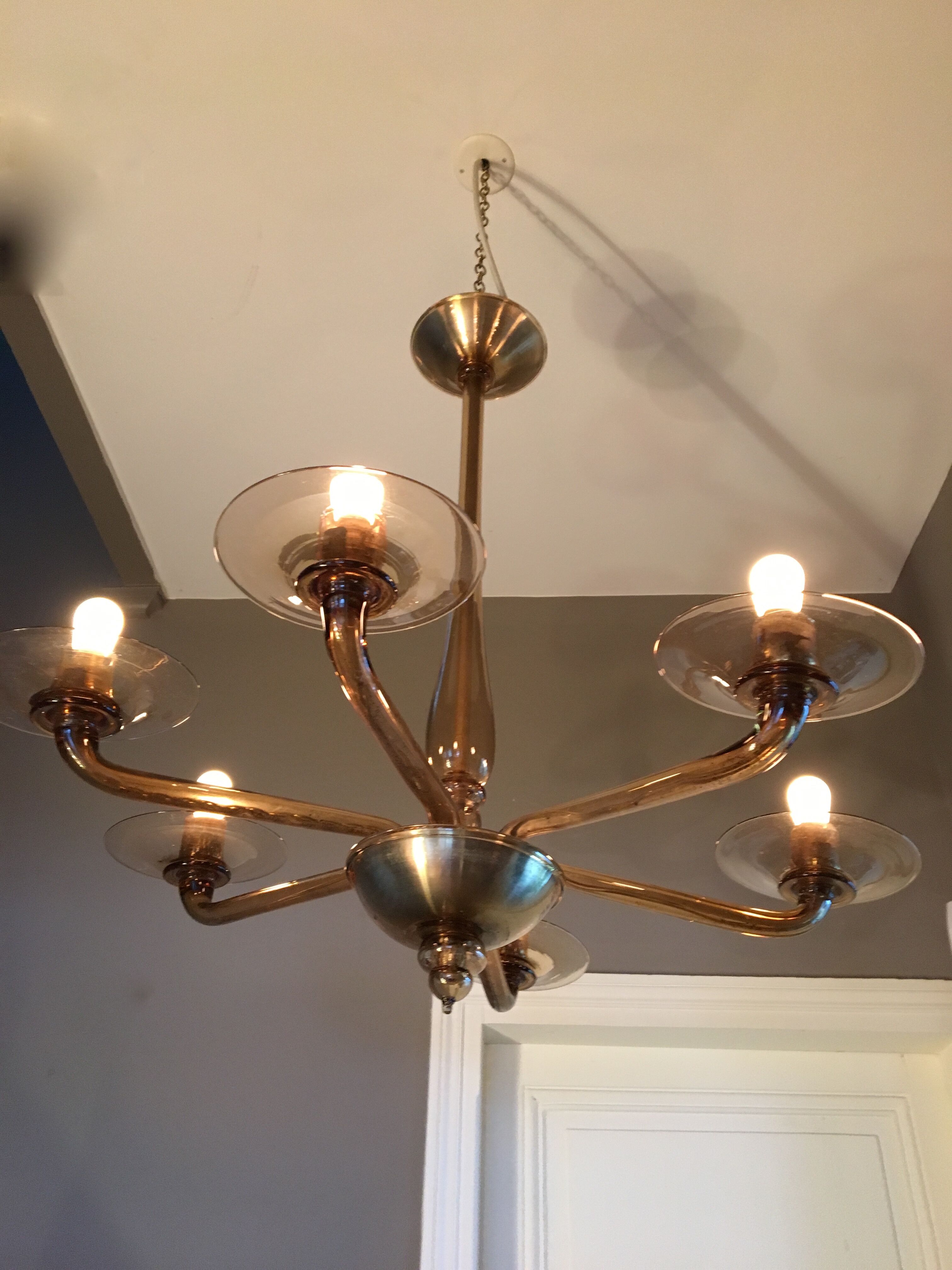 Blown glass chandelier