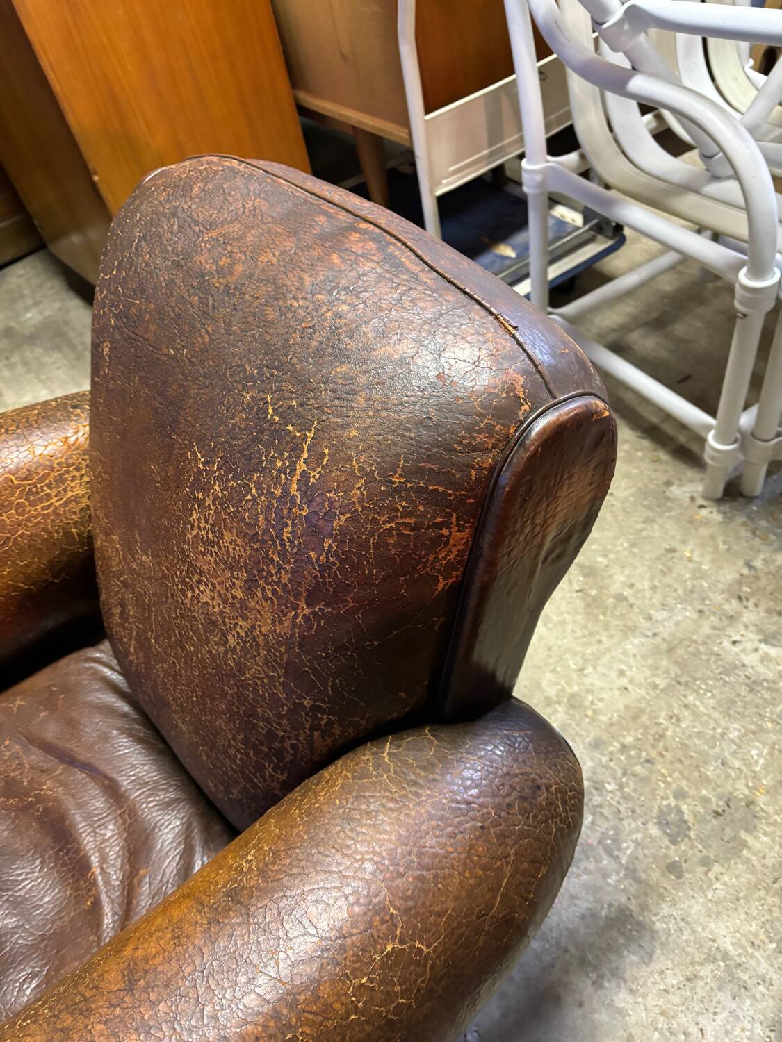 Old leather club chair