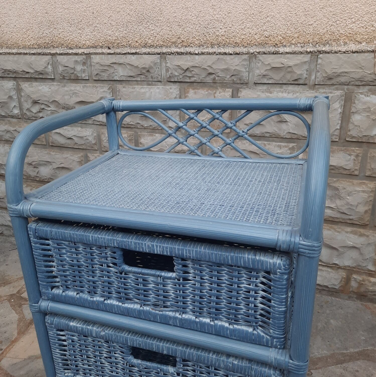 Meuble de 4 tiroirs en bambou et rotin