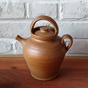 Vintage handmade brown glazed stoneware gargoulette.