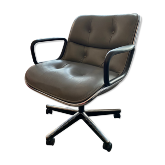 Fauteuil Executive Pollock en cuir gris par Knoll