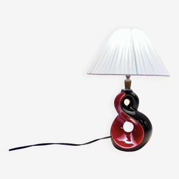 Lampe de chevet années 50 céramique rouge et noir 1950 1960 vintage Vallauris