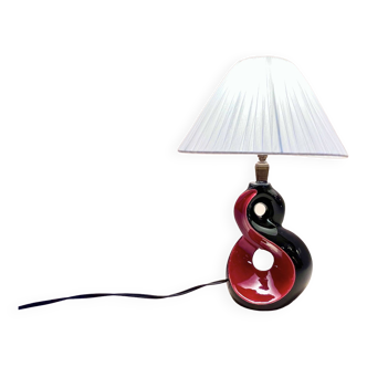 Lampe de chevet années 50 céramique rouge et noir 1950 1960 vintage Vallauris