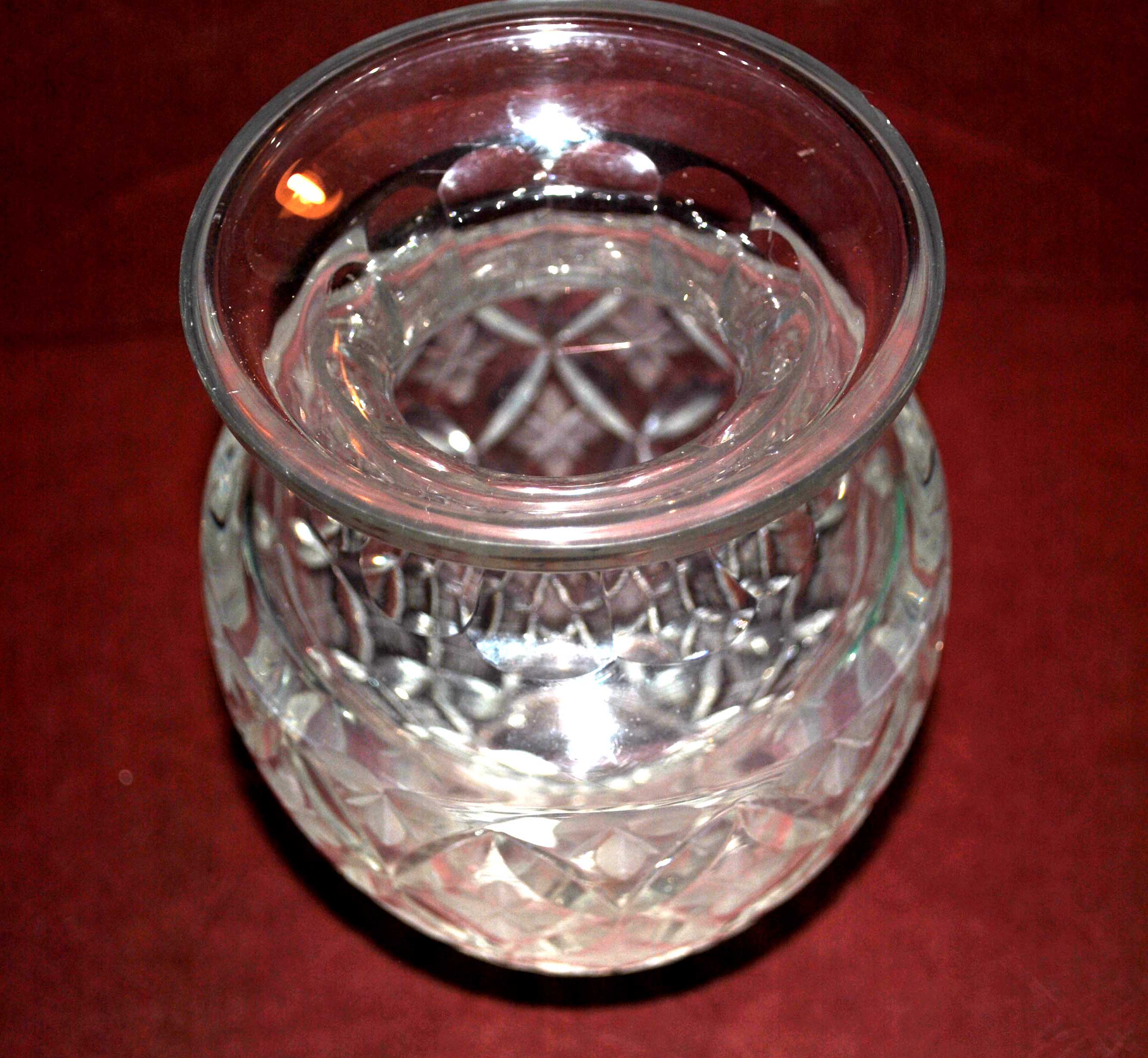 Bohemian crystal baluster vase - richly carved decoration engraved with clover