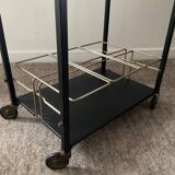 Vintage teak and metal bar trolley