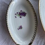2 raviers et un plat de service ovale FD véritable porcelaine