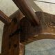 Brutalist tripod chair n1, carved solid wood, antique.