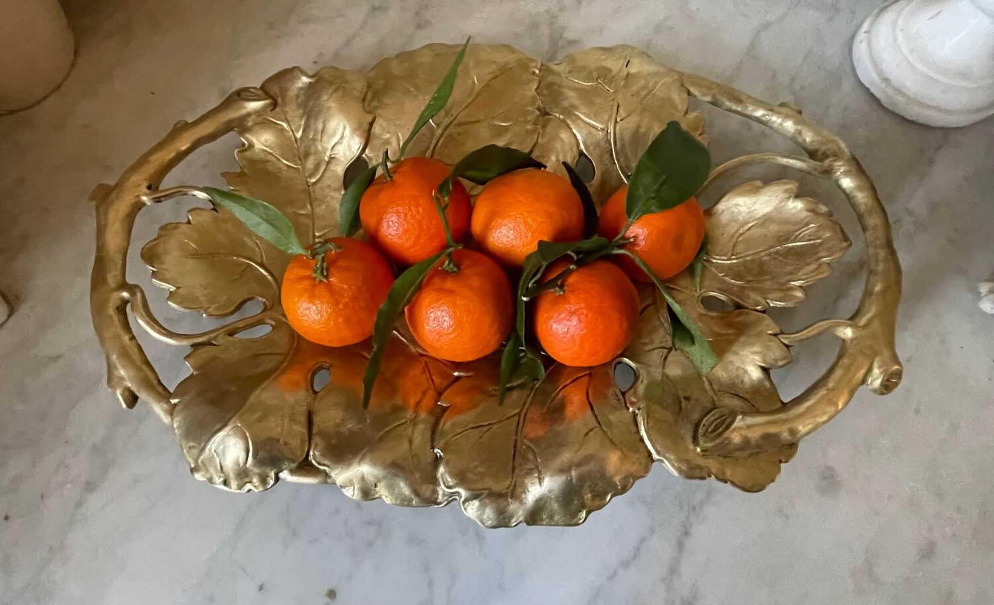 Solid brass fruit bowl