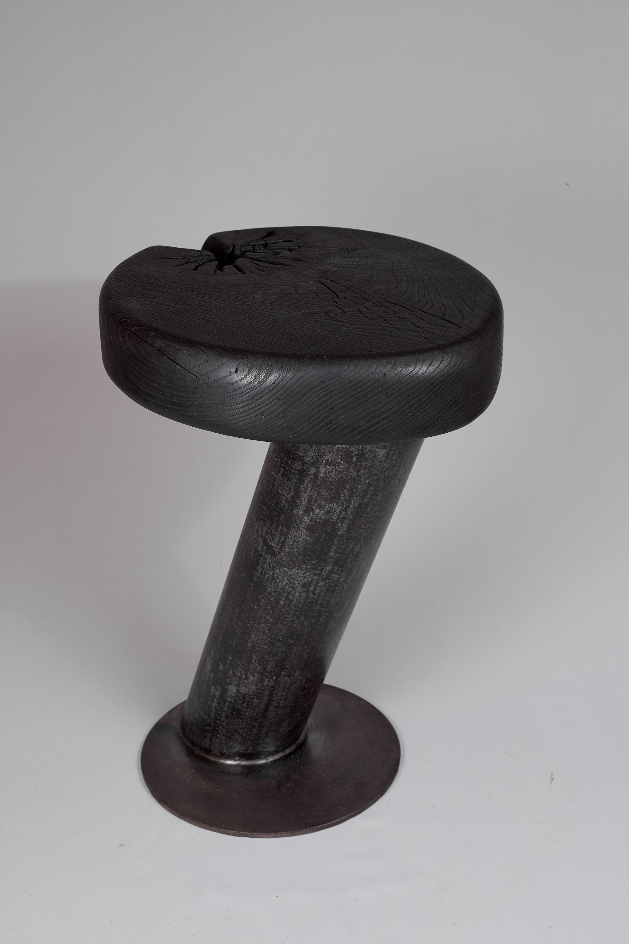 Solid wood sculptural side table, original contemporary design, logniture