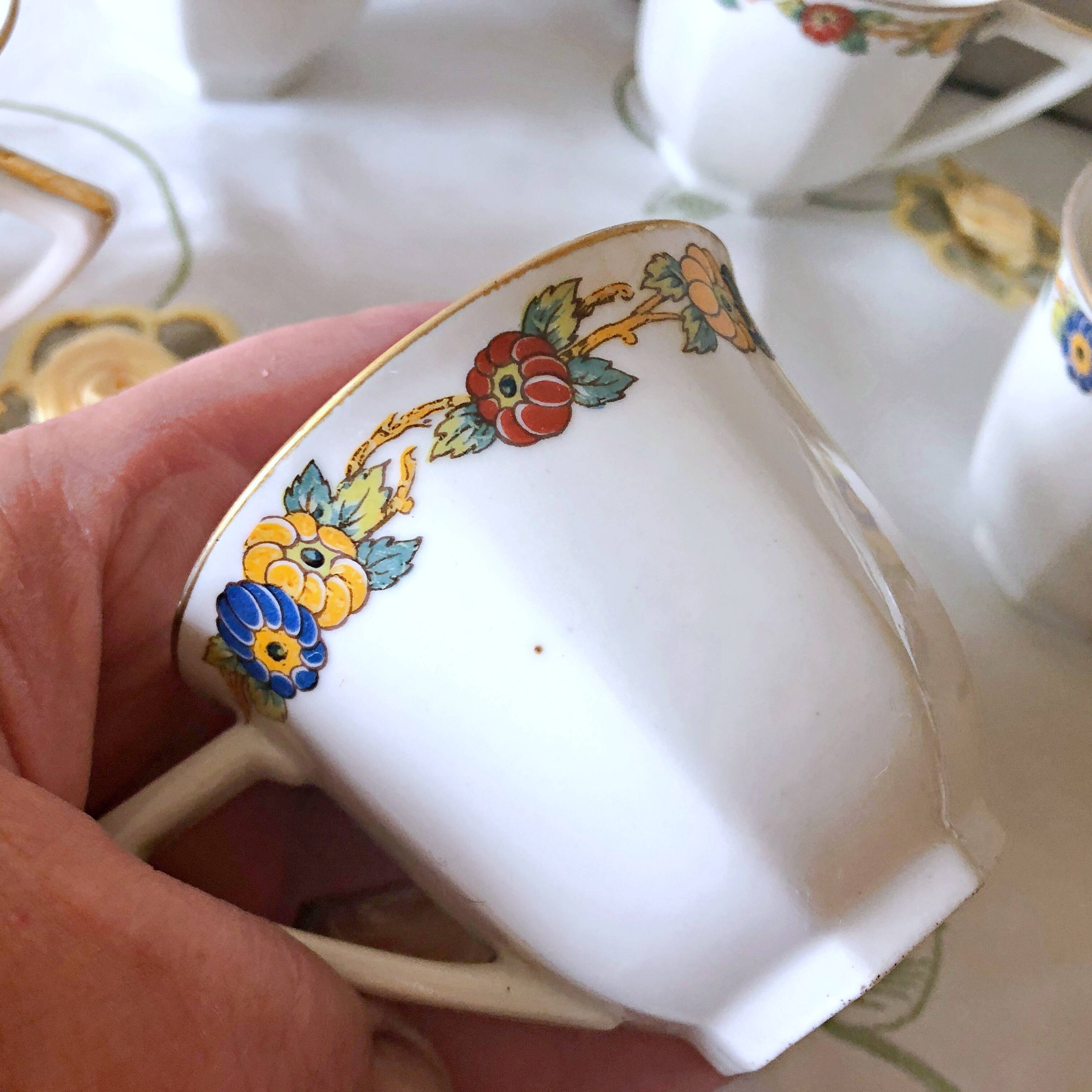 6 Limoges porcelain coffee cups Jean Boyer France vintage