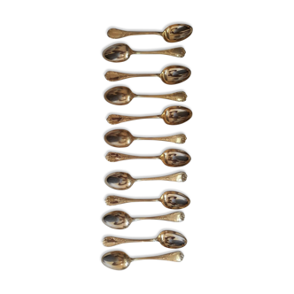 12 spoons of silver metal mocha vermeil model MARLY of Christofle