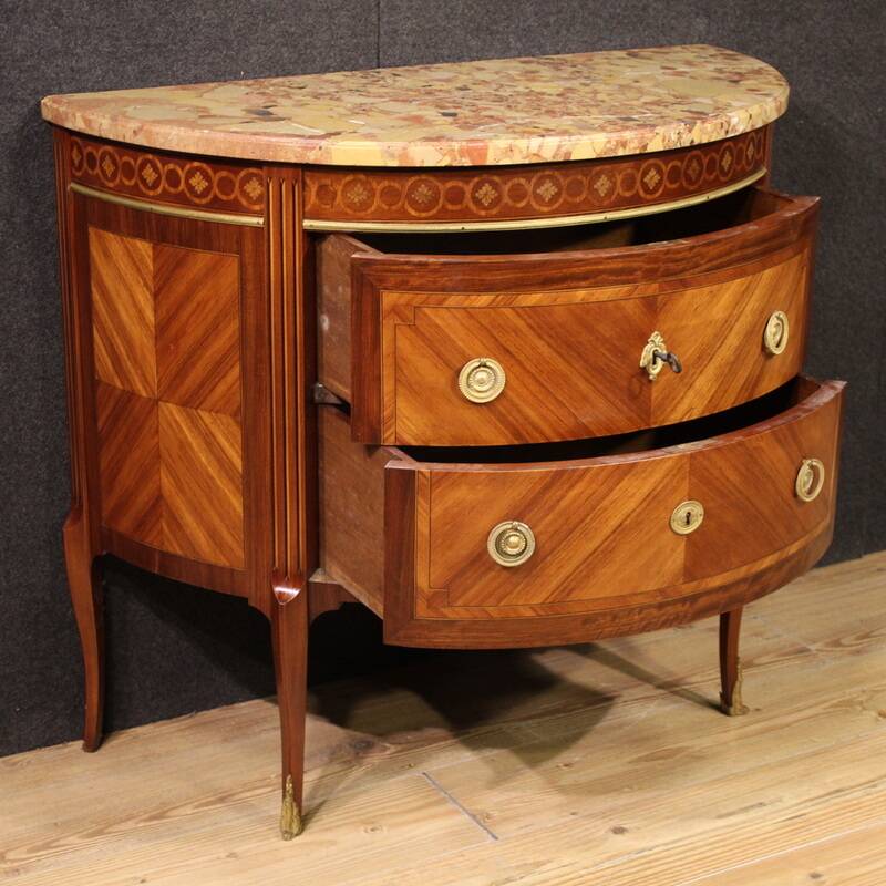 French Louis XVI Style Half-Moon Commode