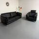 3-seater sofa Intertime I-Cielo black leather contemporary design