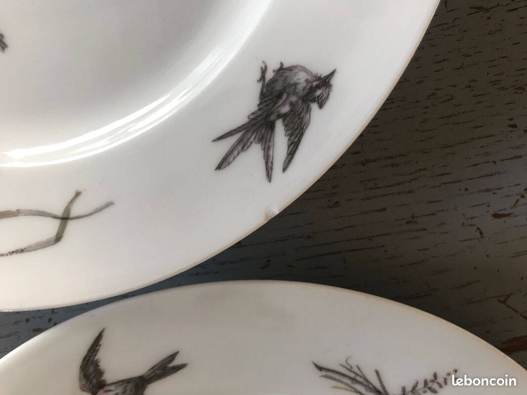 5 dessert plates porcelain gold medals exp 1867 1978 birds