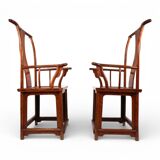 Set of 2 Chinese high-backed armchairs in the style of the Ming Dynasty, 19