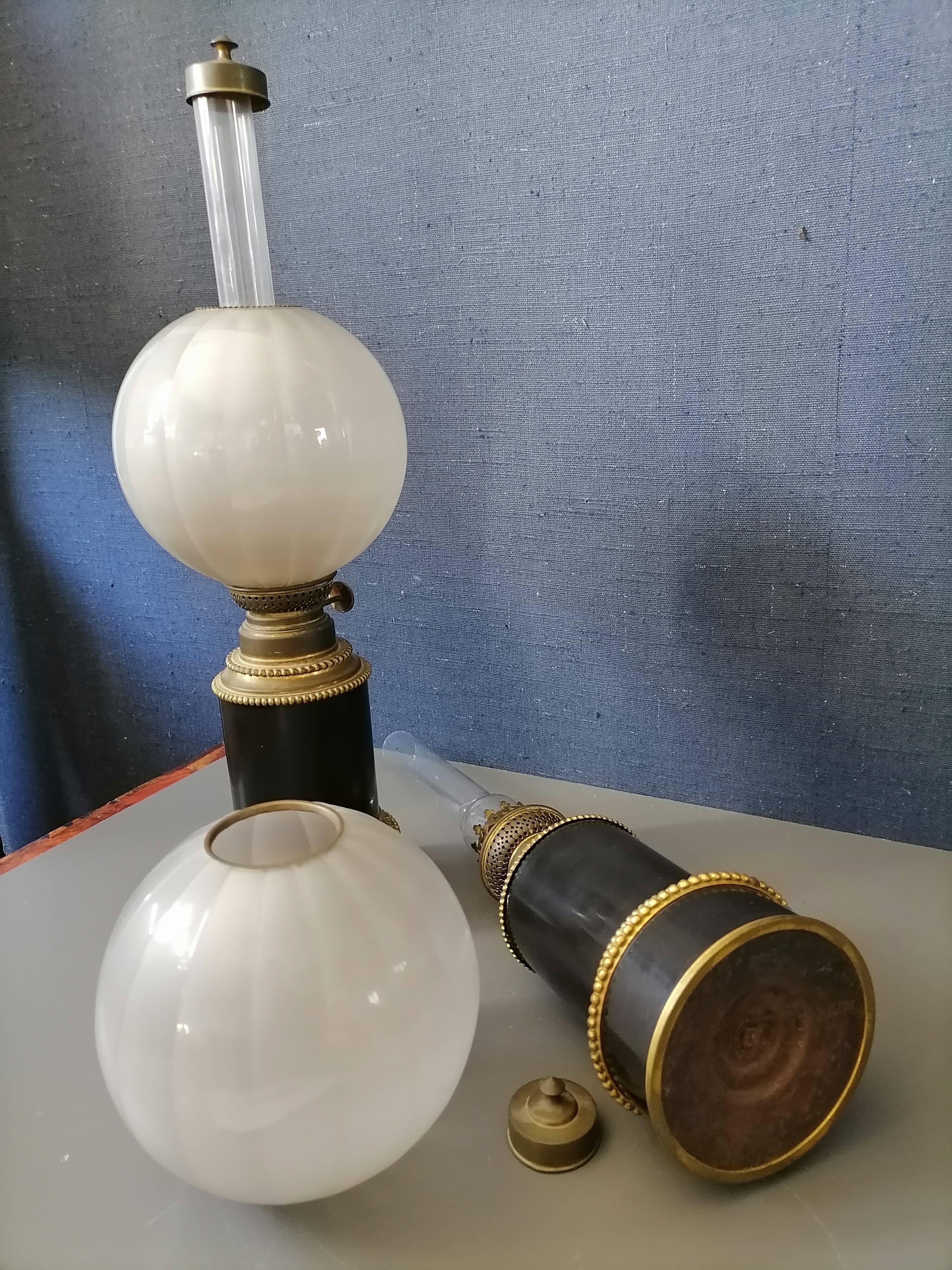Paire de lampes à pétrole Napoléon III