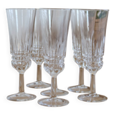 6 vintage pressed glass champagne flutes